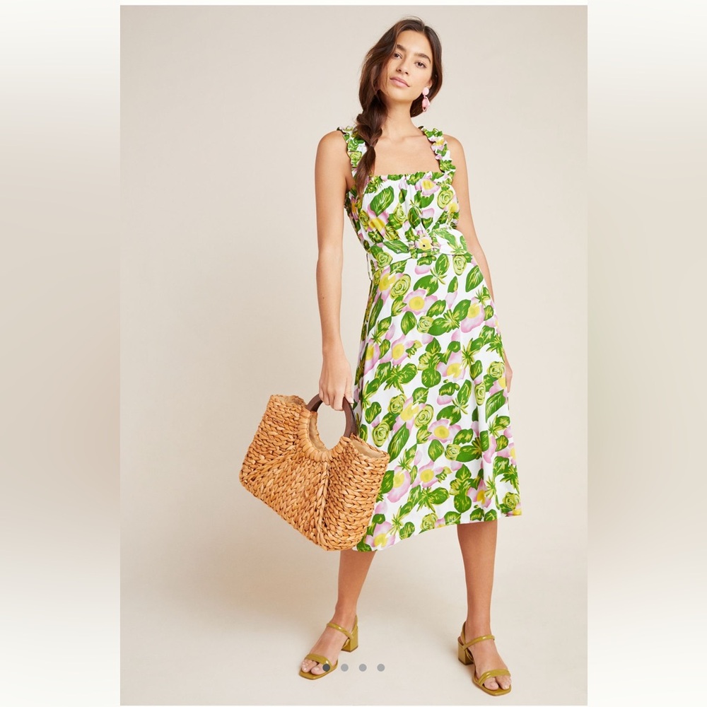 floral belted midi dress